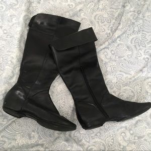 black leather boots